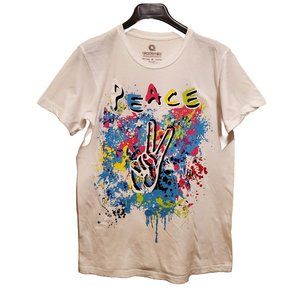 Men's Akademiks "Peace" White Multi T-shirt Size Medium